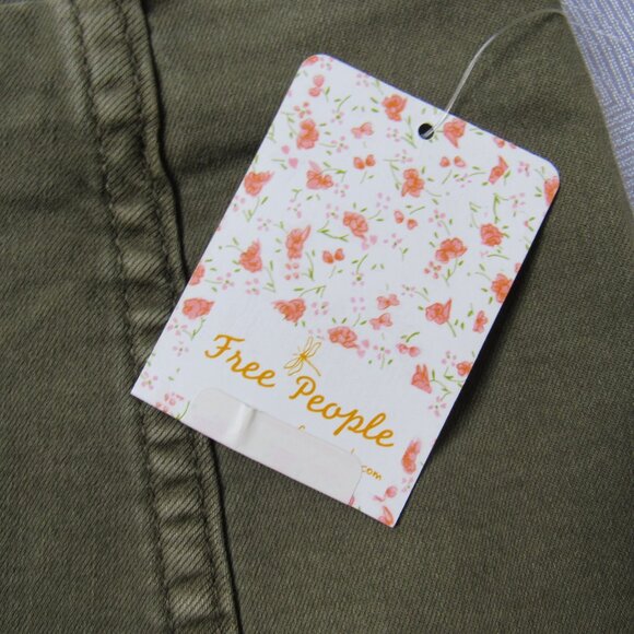 Free People Army Pencil Skirt, waist 27in, cotton,khaki color, sz.8, - Picture 2 of 7